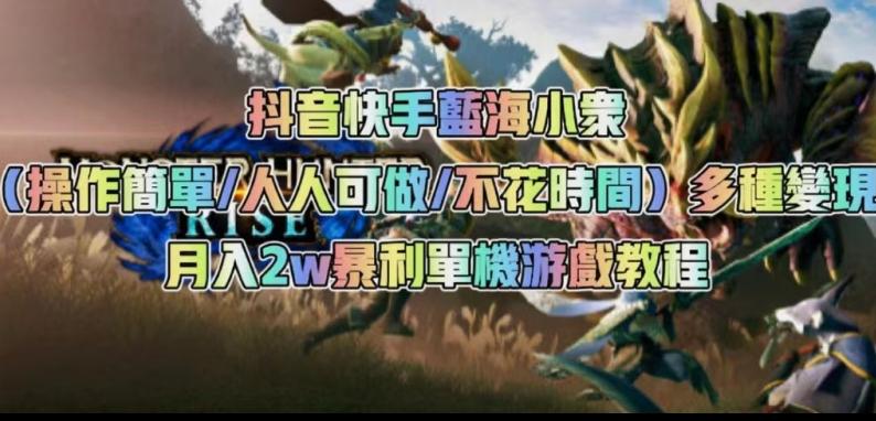 抖音快手蓝海小众（操作简单人人可做不花时间）多种变现月入2w＋暴利单机游戏教程-泡泡网赚