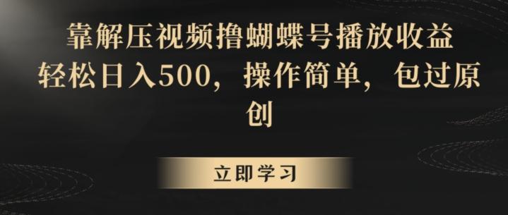 靠解压视频撸蝴蝶号播放收益，轻松日入500，操作简单，包过原创【揭秘】-泡泡网赚