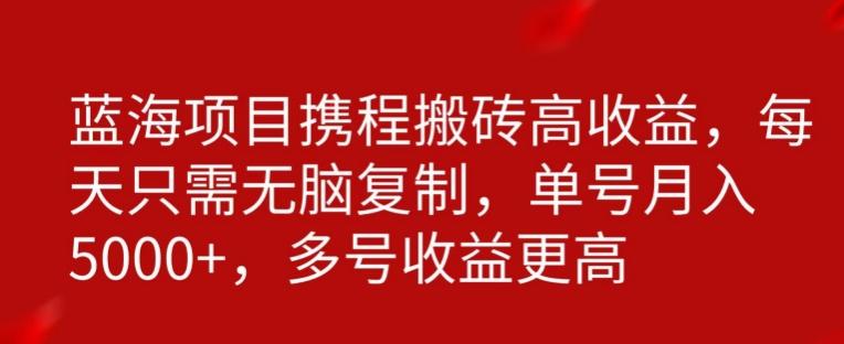 携程搬砖项目，只需每天无脑复制，月入5000+-泡泡网赚