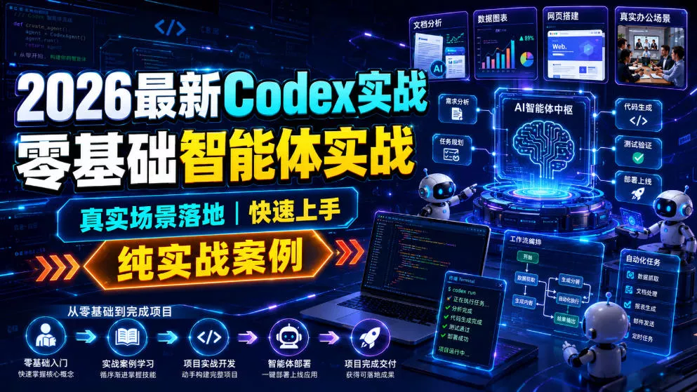 2026最新Codex实战零基础智能体实战，真实场景落地，快速上手，纯实战案例-泡泡网赚