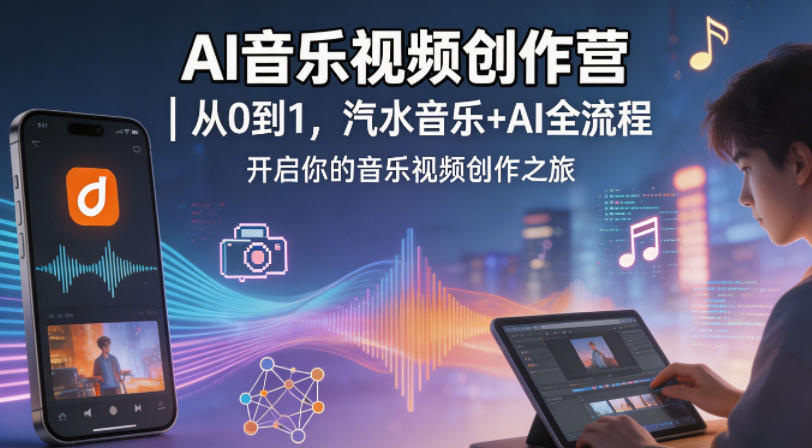 AI音乐视频创作营｜从0到1，汽水音乐+AI全流程，开启你的音乐视频创作之旅-泡泡网赚