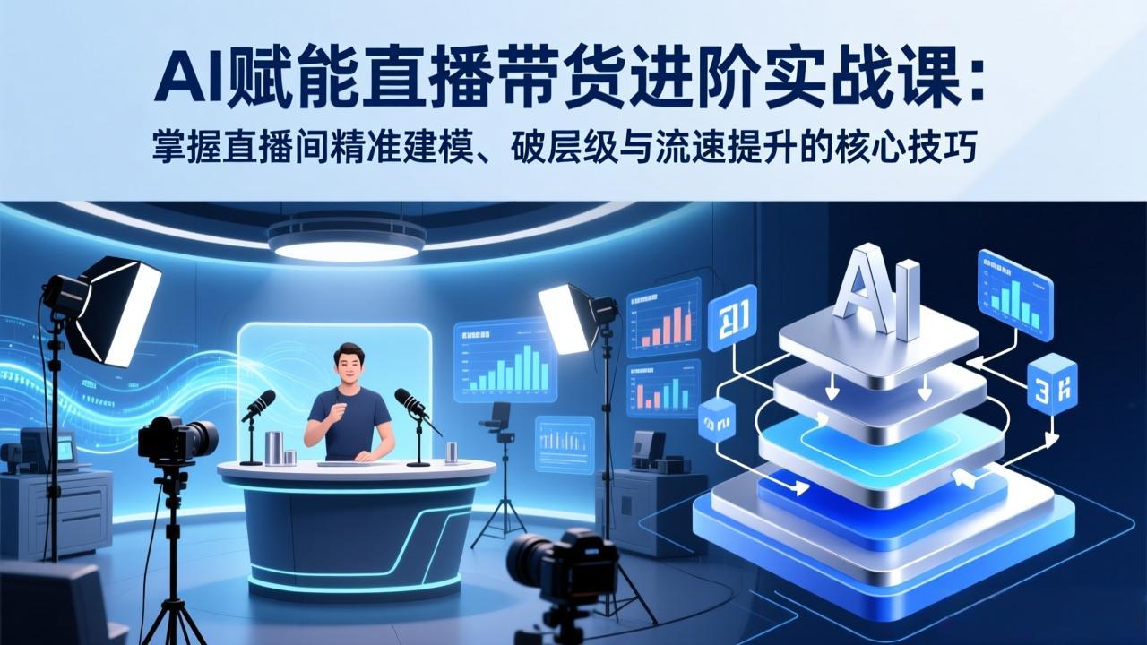 AI赋能直播带货进阶实战课：掌握直播间精准建模、破层级与流速提升的核心技巧-泡泡网赚