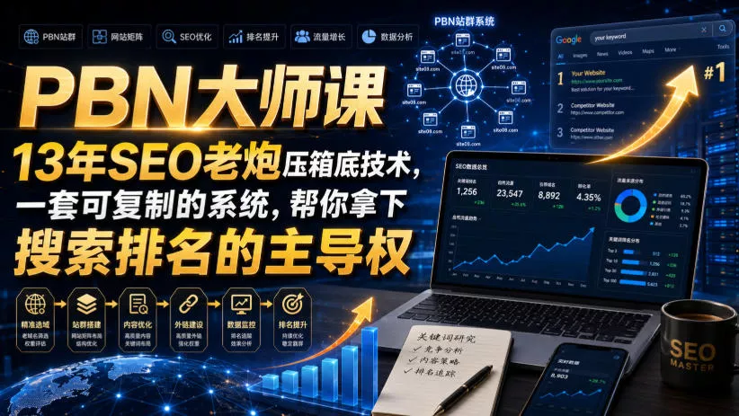 PBN大师课13年SEO老炮压箱底技术，一套可复制的系统，帮你拿下搜索排名的主导权【原创双语字幕】-泡泡网赚