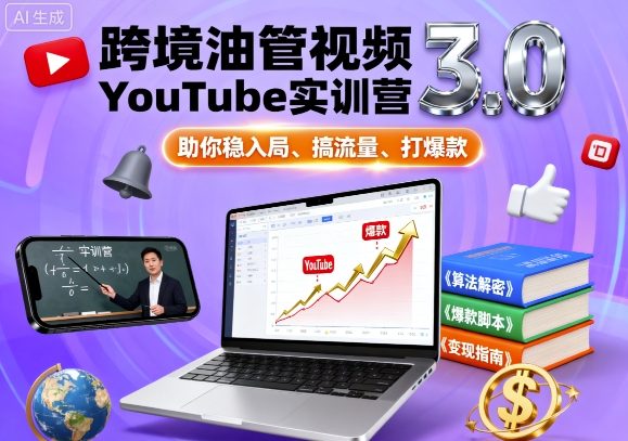 跨境油管视频YouTube实训营3.0，助你稳入局、搞流量、打爆款-泡泡网赚