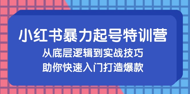 小红书暴力起号训练营，从底层逻辑到实战技巧，助你快速入门打造爆款-泡泡网赚