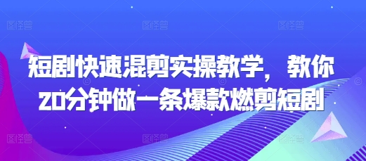 短剧快速混剪实操教学，教你20分钟做一条爆款燃剪短剧-泡泡网赚