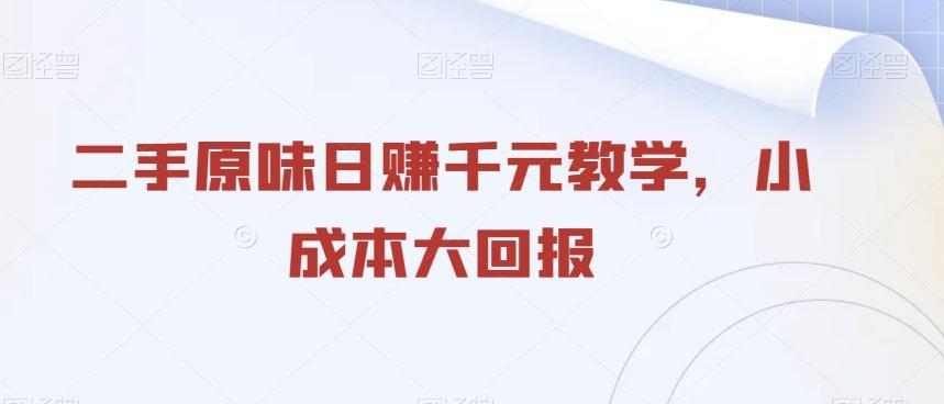 二手原味日赚千元教学，小成本大回报-泡泡网赚