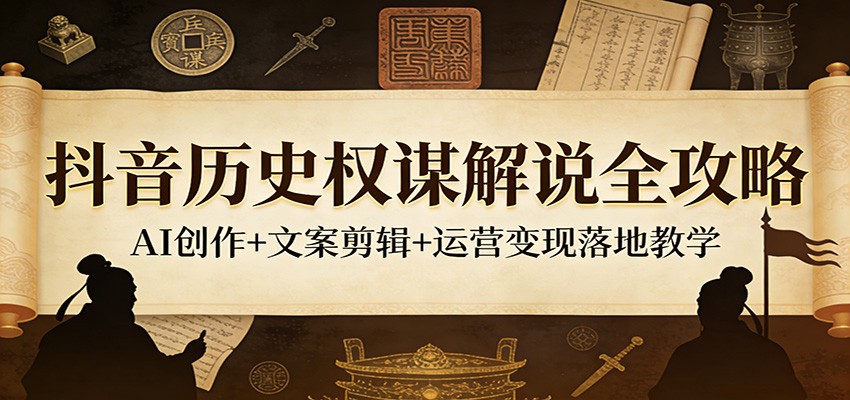 抖音历史权谋解说全攻略：AI创作+文案剪辑+运营变现落地教学-泡泡网赚