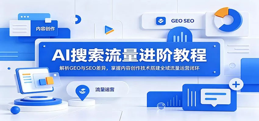 AI搜索流量进阶教程：解析GEO与SEO差异，掌握内容创作技术搭建全域流量运营闭环-泡泡网赚