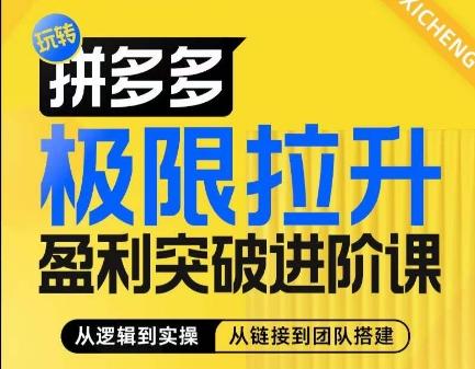 拼多多极限拉升盈利突破进阶课，​从算法到玩法，从玩法到团队搭建，体系化系统性帮助商家实现利润提升-泡泡网赚