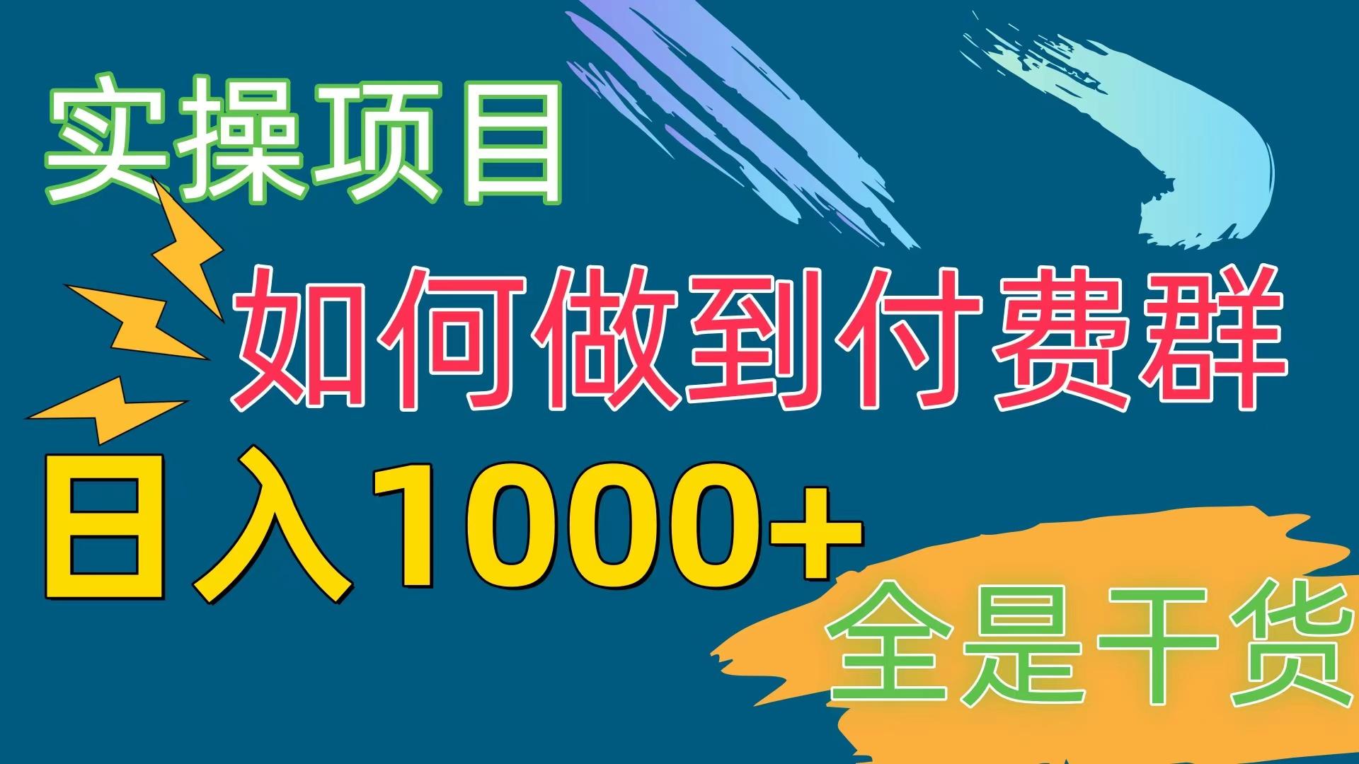 [实操项目]付费群赛道，日入1000+-泡泡网赚