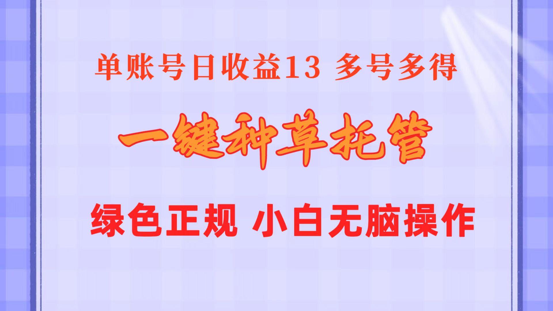 一键种草托管 单账号日收益13元  10个账号一天130  绿色稳定 可无限推广-泡泡网赚