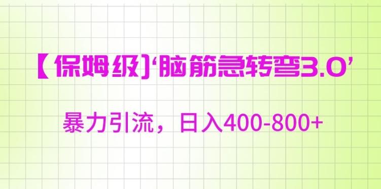 保姆级脑筋急转弯3.0，暴力引流，日入400-800+【揭秘】-泡泡网赚