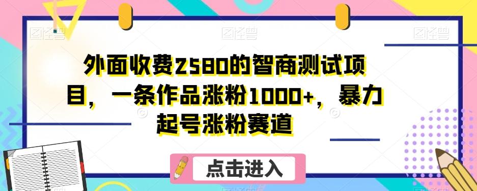 外面收费2580的智商测试项目，一条作品涨粉1000+，暴力起号涨粉赛道【揭秘】-泡泡网赚