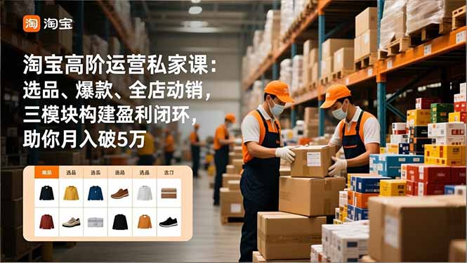 淘宝高阶运营私家课：选品、爆款、全店动销，三模块构建盈利闭环，助你月入破5万(更新12月-泡泡网赚