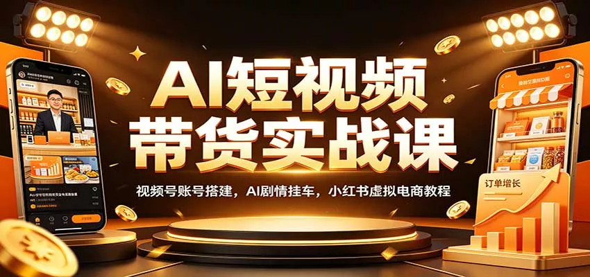 AI短视频带货实战课：视频号账号搭建，AI剧情挂车，小红书虚拟电商教程-泡泡网赚