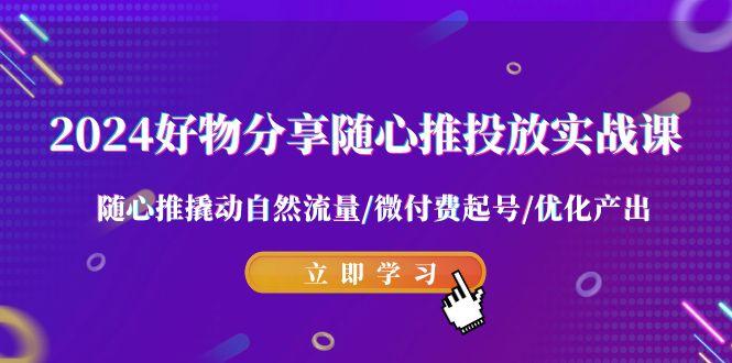 2024好物分享-随心推投放实战课 随心推撬动自然流量/微付费起号/优化产出-泡泡网赚