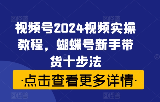 视频号2024视频实操教程，蝴蝶号新手带货十步法-泡泡网赚
