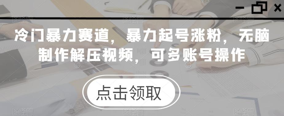 冷门暴力赛道，暴力起号涨粉，无脑制作解压视频，可多账号操作-泡泡网赚