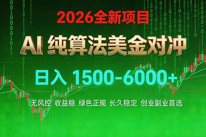 2026 全新美金对冲项目，不套平台赠金，不封号，纯算法对冲，日入 1500-6000+-泡泡网赚