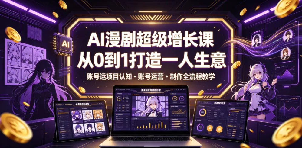 AI漫剧超级增长课，从0到1打造一人生意，项目认知・账号运营・制作全流程教学-泡泡网赚