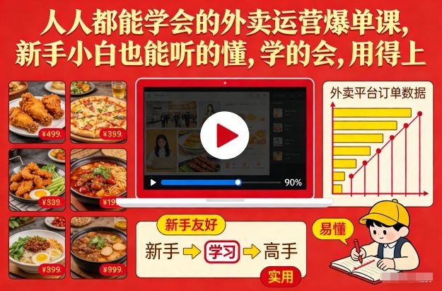 人人都能学会的外卖运营爆单课，新手小白也能听的懂，学的会，用得上-泡泡网赚