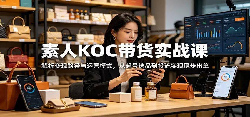 素人KOC带货实战课：解析变现路径与运营模式，从起号选品到投流实现稳步出单-泡泡网赚