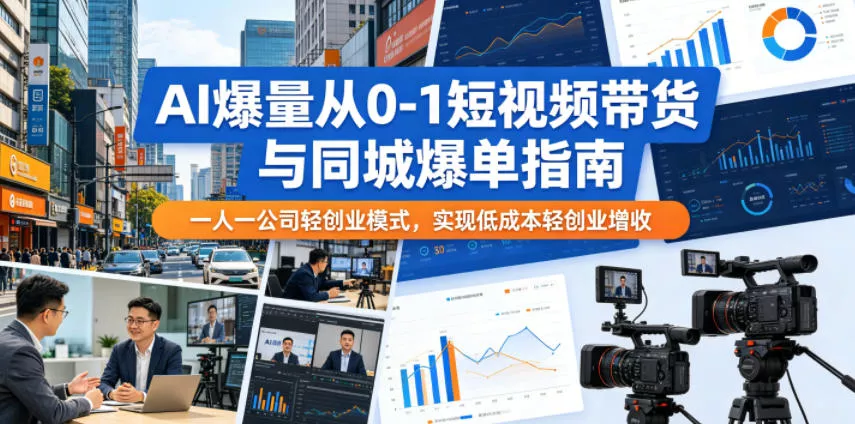 AI爆量从0-1短视频带货与同城爆单指南，一人一公司轻创业模式，实现低成本轻创业增收-泡泡网赚