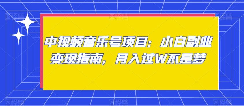 中视频音乐号项目：小白副业变现指南，月入过W不是梦【揭秘】-泡泡网赚
