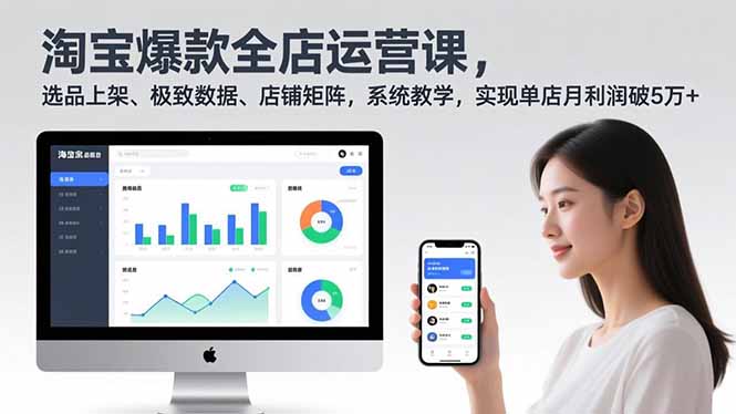 淘宝爆款全店运营课2.0，选品上架、极致数据、店铺矩阵，系统教学，实现单店月利润破5万+-泡泡网赚