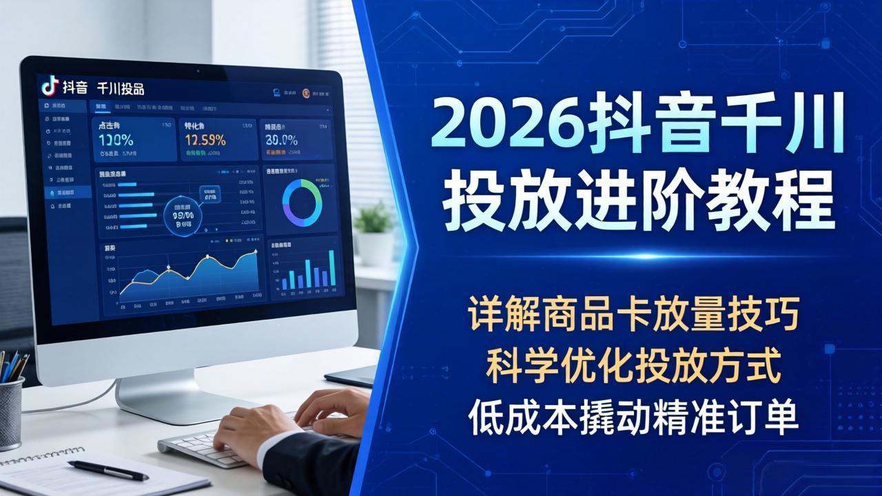 2026抖音千川投放进阶教程，详解商品卡放量技巧，科学优化投放方式，低成本撬动精准订单-泡泡网赚