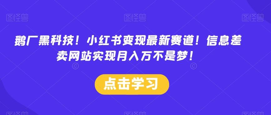 鹅厂黑科技！小红书变现最新赛道！信息差卖网站实现月入万不是梦！-泡泡网赚