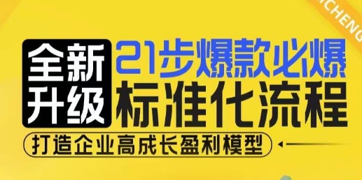 21步爆款必爆标准化流程，全新升级，打造企业高成长盈利模型-泡泡网赚
