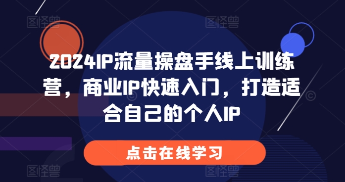 2024IP流量操盘手线上训练营，商业IP快速入门，打造适合自己的个人IP-泡泡网赚