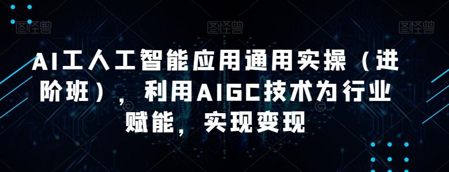 AI工人工智能应用通用实操（进阶班），利用AIGC技术为行业赋能，实现变现-泡泡网赚