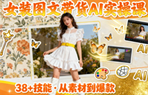 女装图文带货的AI实操课，覆盖38个实用技能，快速提升素材制作效率-泡泡网赚
