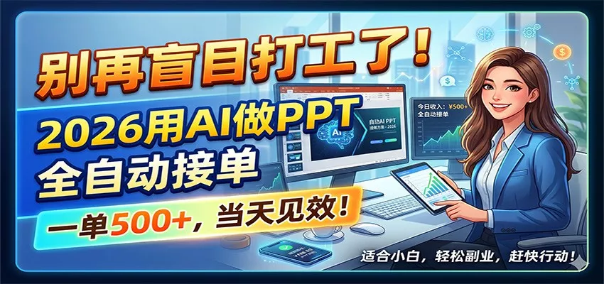 别再盲目打工了！2026用AI做PPT全自动接单，一单5张+，当天见效！-泡泡网赚