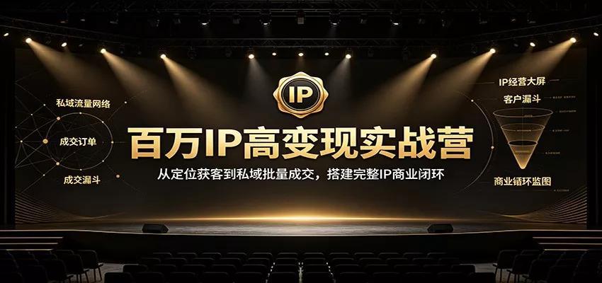 百万IP高变现实战营：从定位获客到私域批量成交，搭建完整IP商业闭环-泡泡网赚