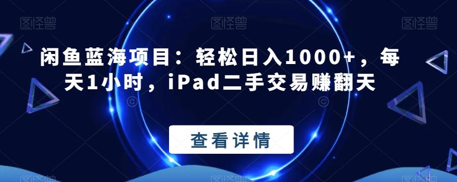 闲鱼蓝海项目：轻松日入1000+，每天1小时，iPad二手交易赚翻天-泡泡网赚