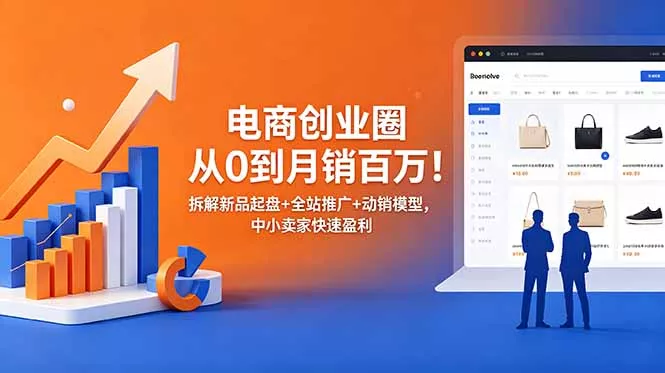 电商创业圈从0到月销百万！拆解新品起盘+全站推广+动销模型，中小卖家快速盈利-泡泡网赚