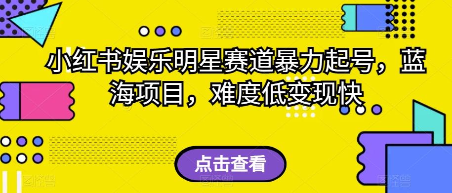 小红书娱乐明星赛道暴力起号，蓝海项目，难度低变现快【揭秘】-泡泡网赚