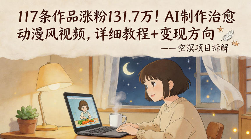 117条作品涨粉131.7W！AI制作治愈动漫风视频，详细教程+变现方向-泡泡网赚