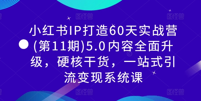 小红书IP打造60天实战营(第11期)5.0​内容全面升级，硬核干货，一站式引流变现系统课-泡泡网赚