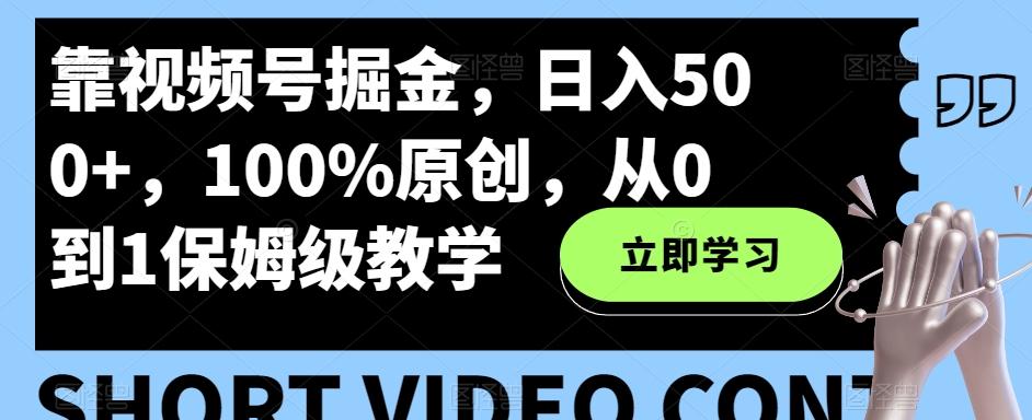 靠视频号掘金，日入500+，100%原创，从0到1保姆级教学-泡泡网赚