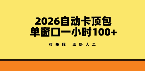 2026自动卡顶包玩法，单窗口一小时100+，可矩阵操作，无需人工【揭秘】-泡泡网赚