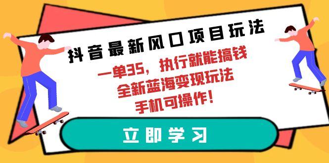 (9948期)抖音最新风口项目玩法，一单35，执行就能搞钱 全新蓝海变现玩法 手机可操作-泡泡网赚