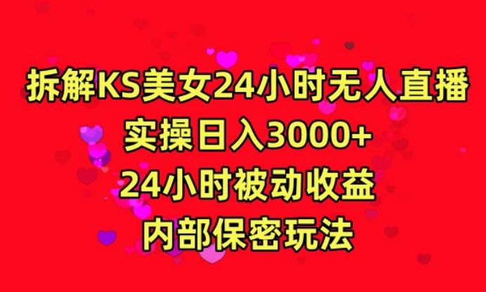 利用快手24小时无人美女直播，实操日入3000，24小时被动收益，内部保密玩法【揭秘】-泡泡网赚