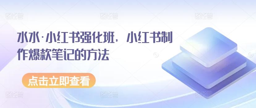 水水·小红书强化班，小红书制作爆款笔记的方法-泡泡网赚