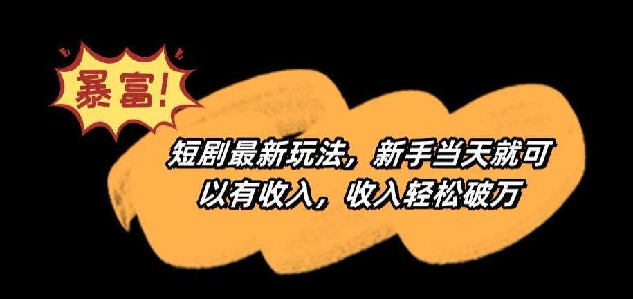 短剧最新玩法，新手当天就可以有收入，收入轻松破万【揭秘】-泡泡网赚