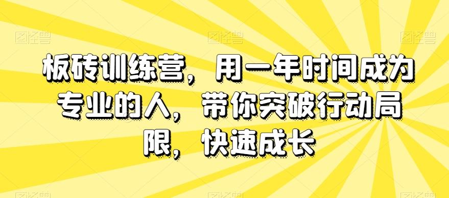 板砖训练营，用一年时间成为专业的人，带你突破行动局限，快速成长-泡泡网赚